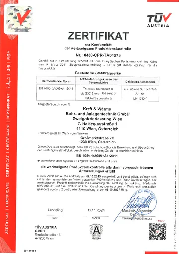 Zertifiziert nach EN 1090 1